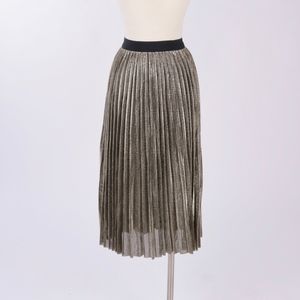 Metallic Pleated Skirt